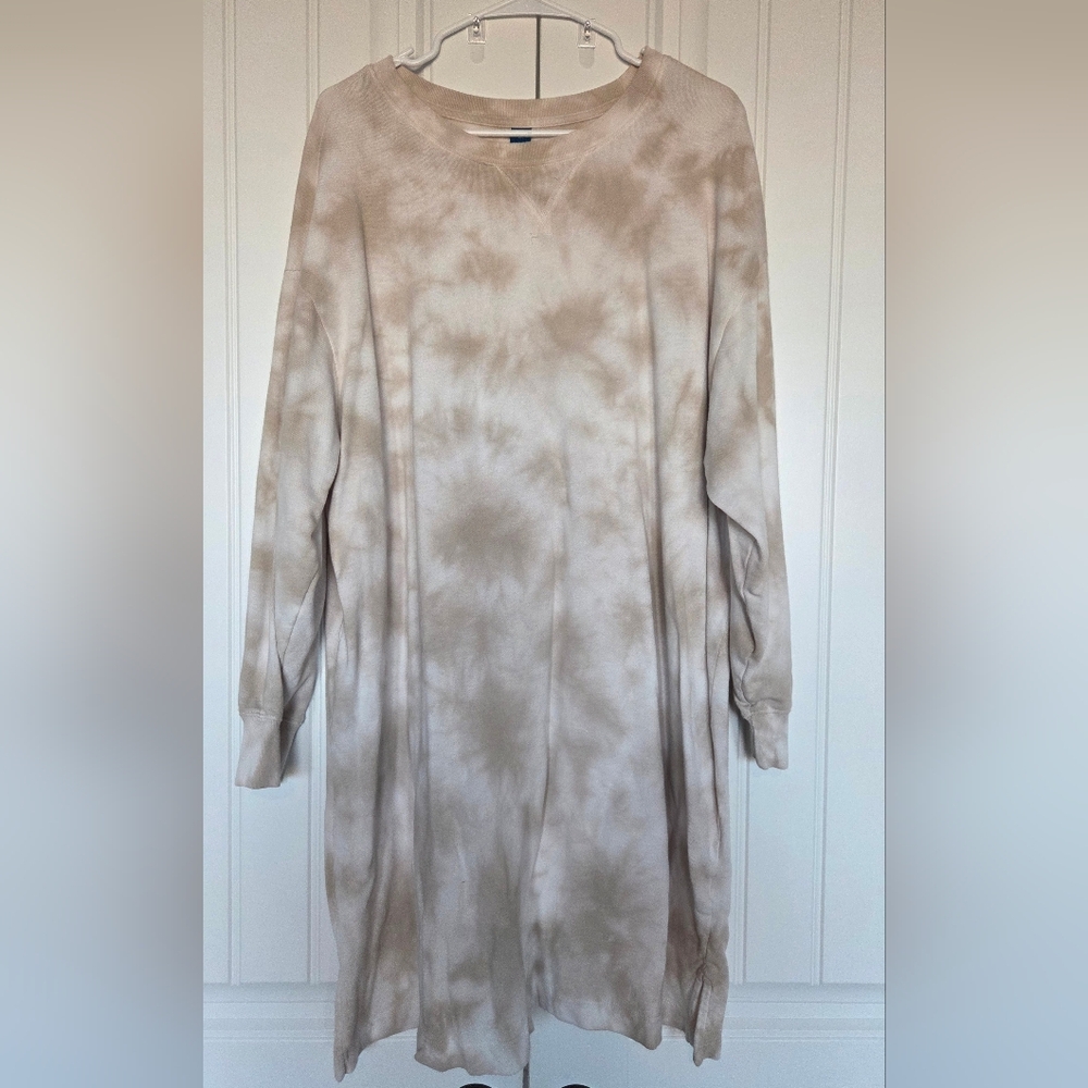 Old Navy Cream and Brown Long Sleeve Dress - Picture 2 of 3